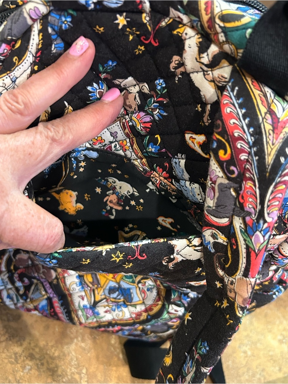Vera Bradley Harry Potter “Friends at Hogwarts” Black Quilted Backpack - Picture 13 of 14